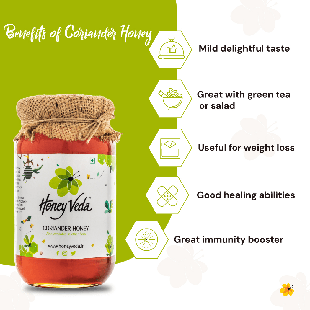 Coriander Raw Honey - HoneyVeda